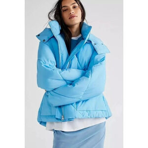 Free People Light Blue Puffer Jacket